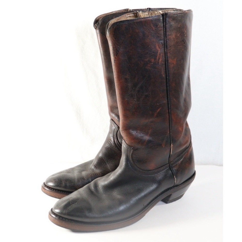 Men's VTG Soft Leather Boots VIBRAM NEW SOLE 12 Classic‎ Casual Biker Cowboy